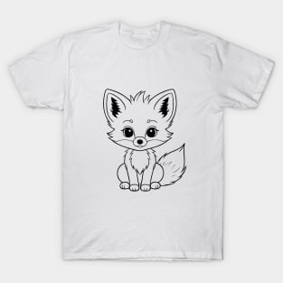 Cute Baby Fox Animal Outline T-Shirt